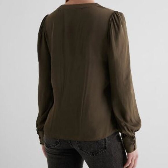 NWOT Express Satin V-Neck Cuff Sleeve Top - size XL - Picture 2 of 2